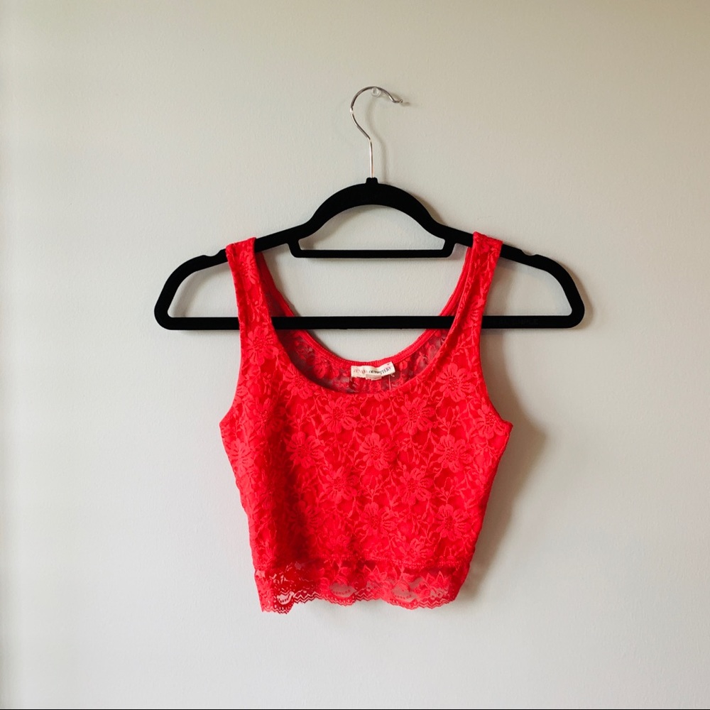 Red Lacy Crop Top